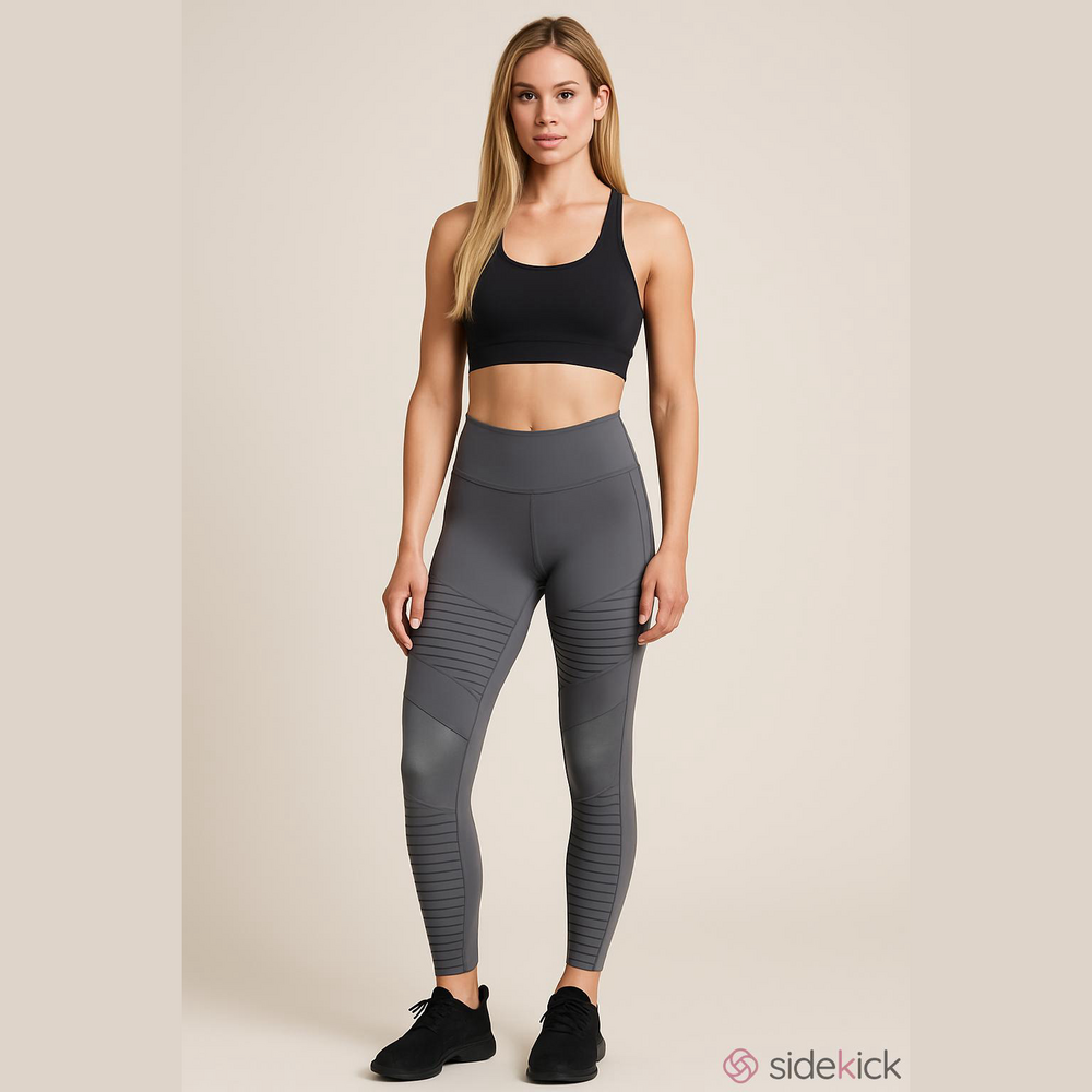 ALO Yoga Gray Ribbed Panel Leggings